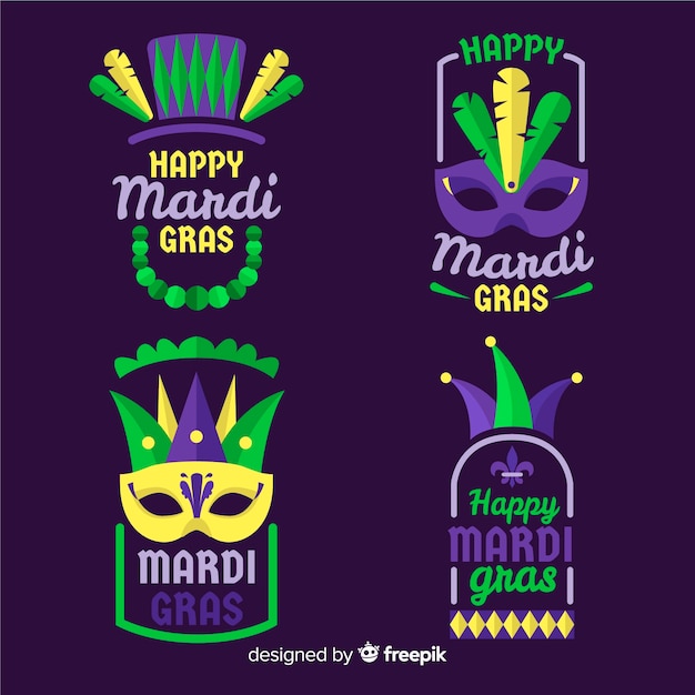 Gratis vector mardi gras-badgecollectie