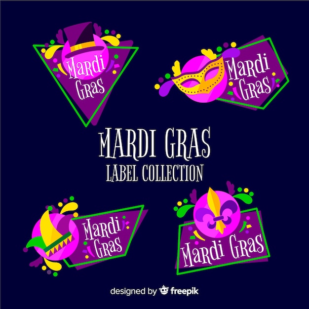 Gratis vector mardi gras-badgecollectie