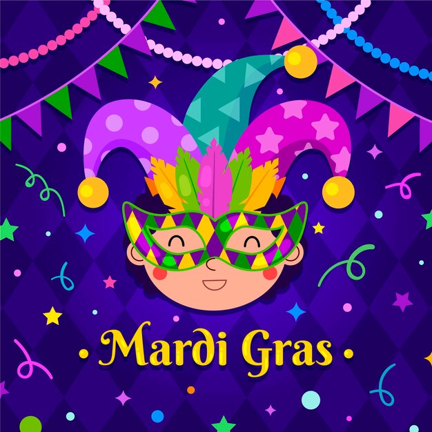 Mardi gras-concept in plat ontwerp