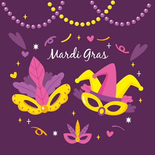 Mardi gras-concept in plat ontwerp