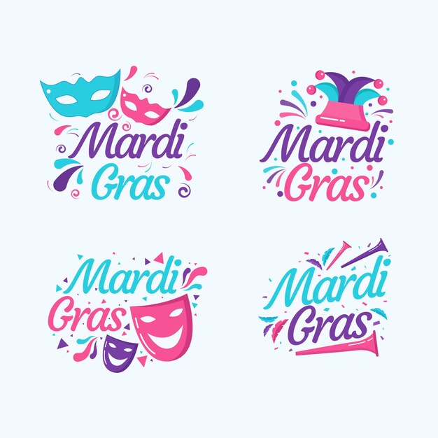 Mardi gras label collectie concept