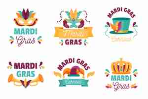 Gratis vector mardi gras labelcollectie