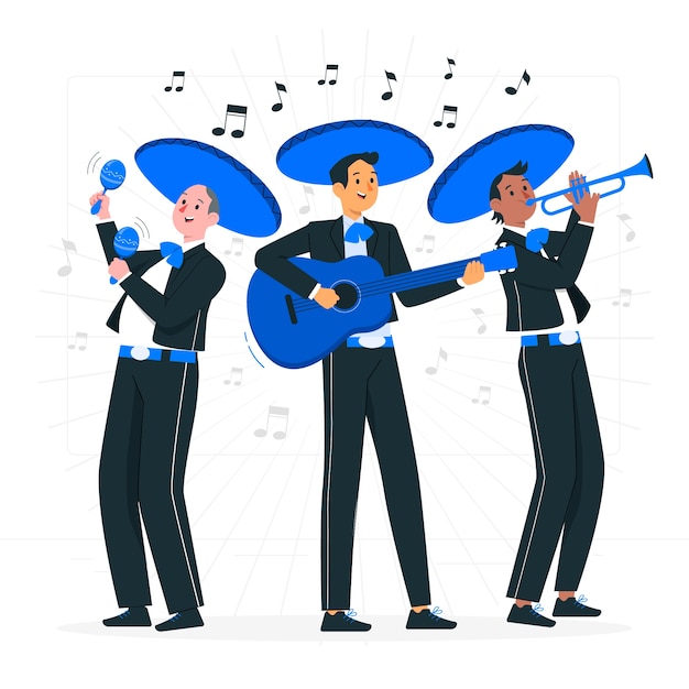 Gratis vector mariachis concept illustratie