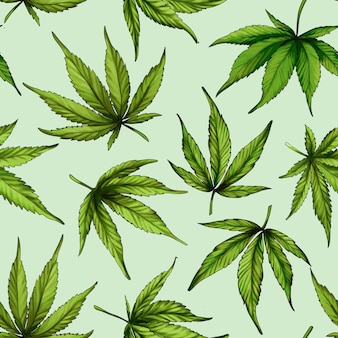 Marihuana naadloos patroon groene hennepbladeren