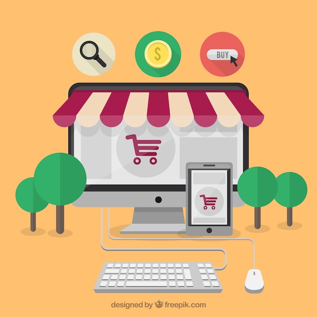 Gratis vector market online concept