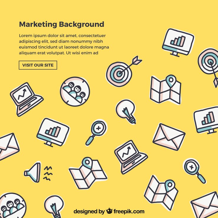 Gratis Vector marketing achtergrond in de hand getrokken stijl
