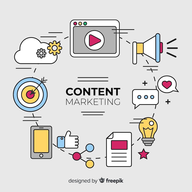 Gratis Vector marketing inhoud platte achtergrond