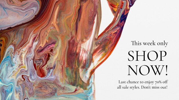 Marmeren swirl-verkoopsjabloon voor modeblogbanner