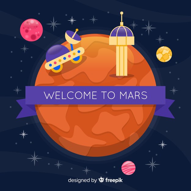 Gratis vector mars exploratie achtergrond