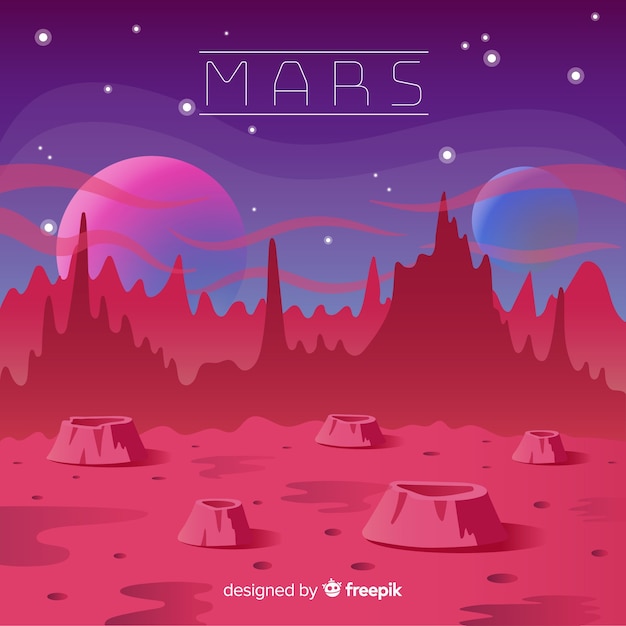 Gratis vector mars landschap achtergrond