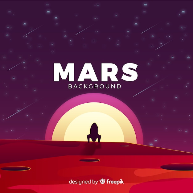 Mars-landschapsachtergrond met vlak ontwerp