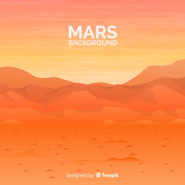 Gratis vector mars-landschapsachtergrond met vlak ontwerp