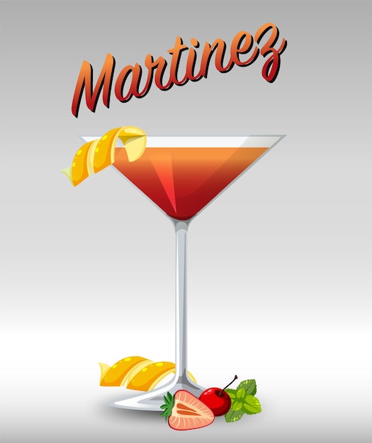 Gratis vector martinez cocktail in het glas