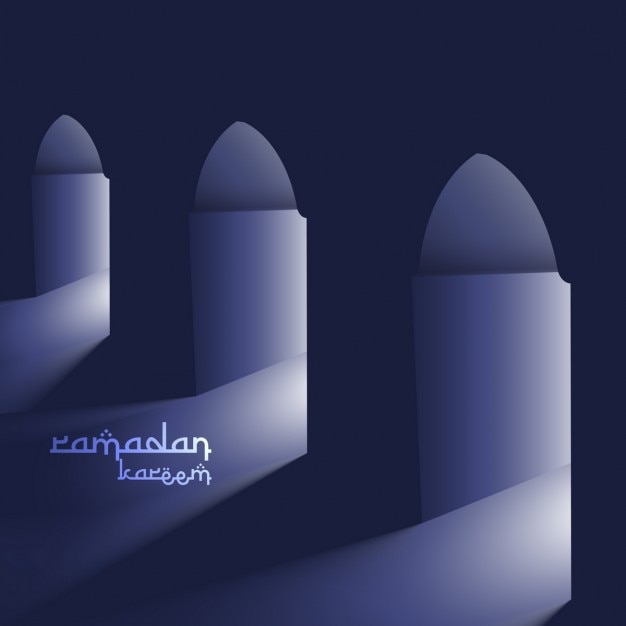 Gratis vector masjid deuren met heilig licht ramadan achtergrond