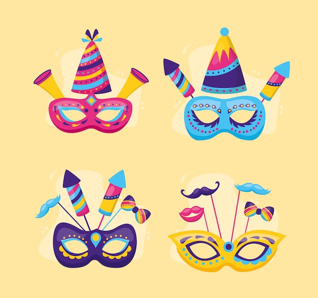 Maskers carnaval feestelijk