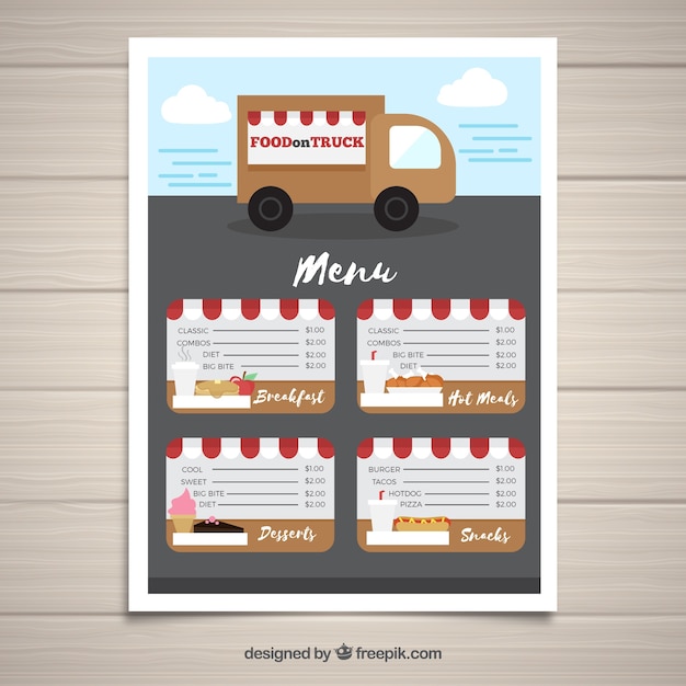 Mat truck menu template met schattige stijl