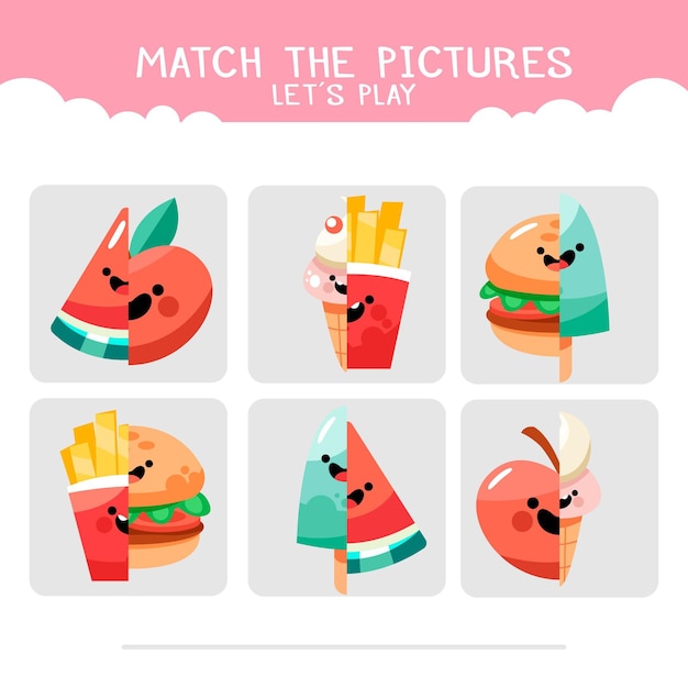 Gratis vector match spel voor kinderen illustratie