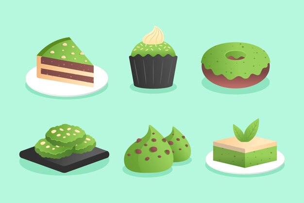 Matcha dessert pack illustratie