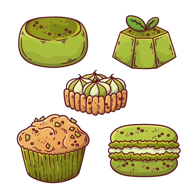 Gratis vector matcha dessertcollectie