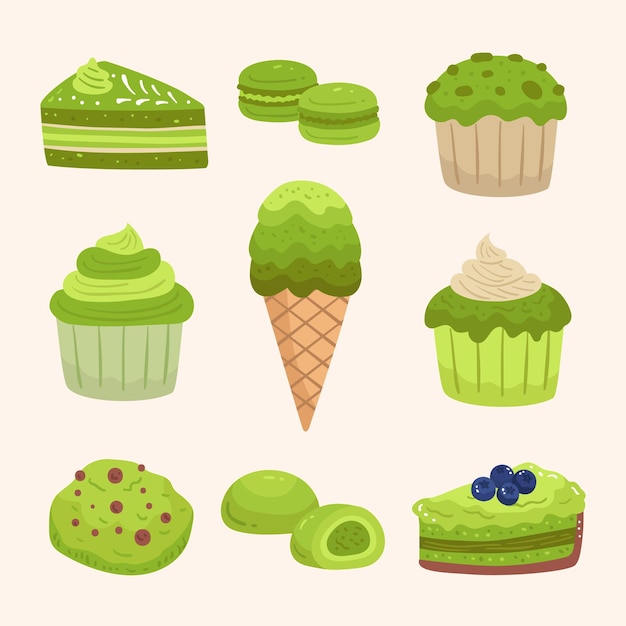 Gratis vector matcha dessertpakket