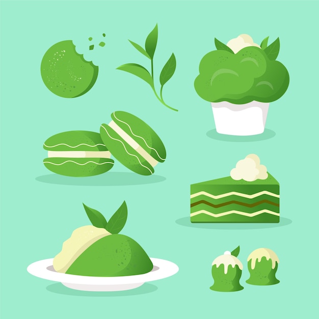 Gratis vector matcha dessertpakket