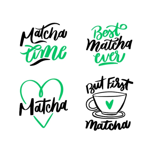 Gratis vector matcha thee belettering collectie