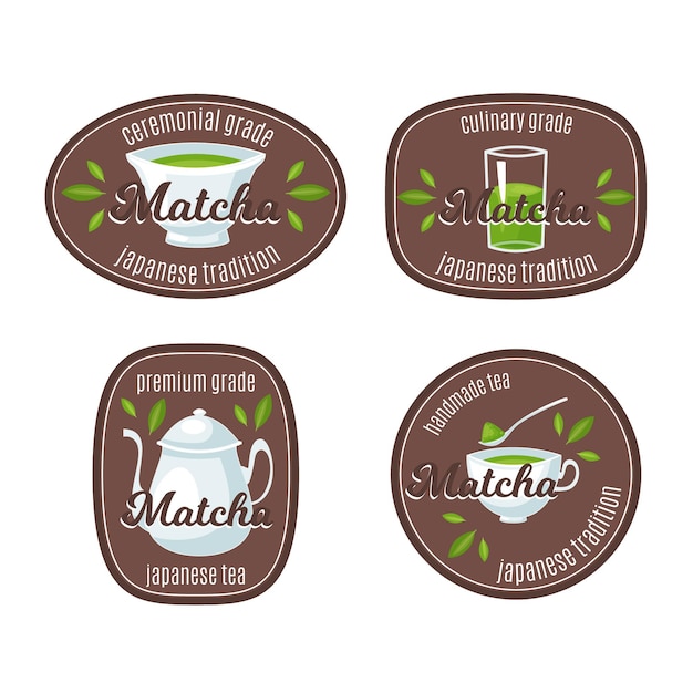 Gratis vector matcha theebadges