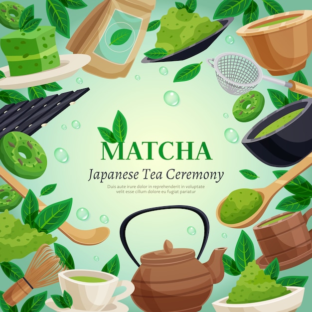 Gratis vector matcha-theeceremonie achtergrondsjabloon