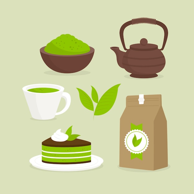 Gratis vector matcha-theecollectie