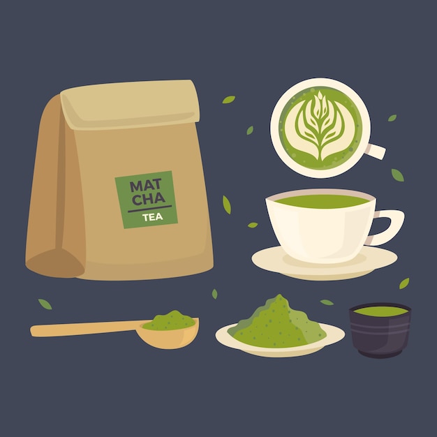 Gratis vector matcha-theecollectie