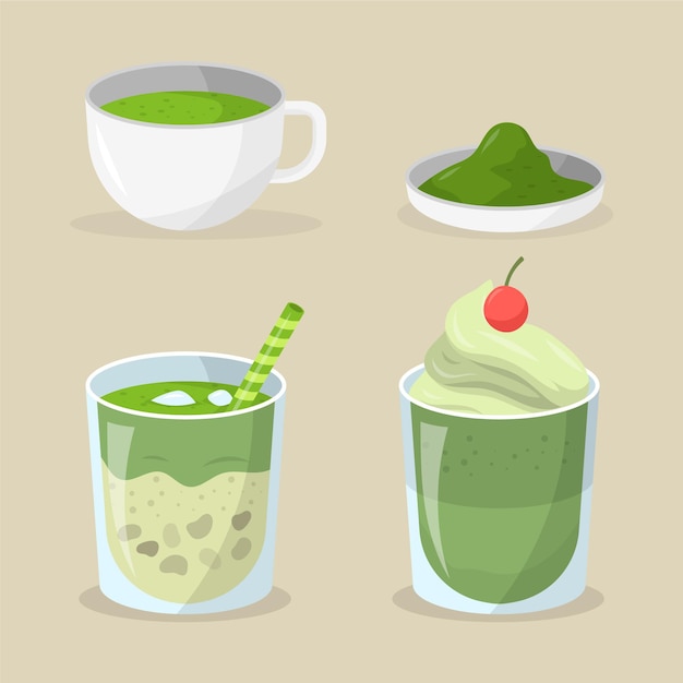 Gratis vector matcha-theecollectie