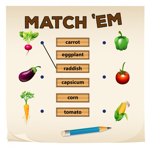 Matching game met verse groenten