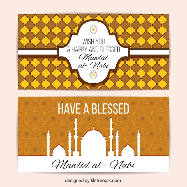 Gratis vector mawlid groet banners