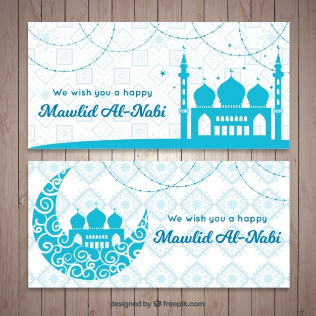 Mawlid sier banners van moskeeën