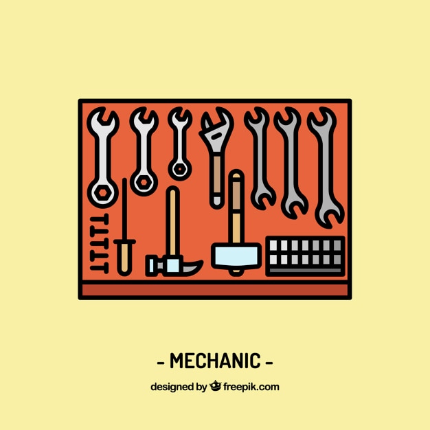 Gratis vector mechanic werkplekinrichting