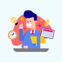 Gratis vector medewerker van de maand time management