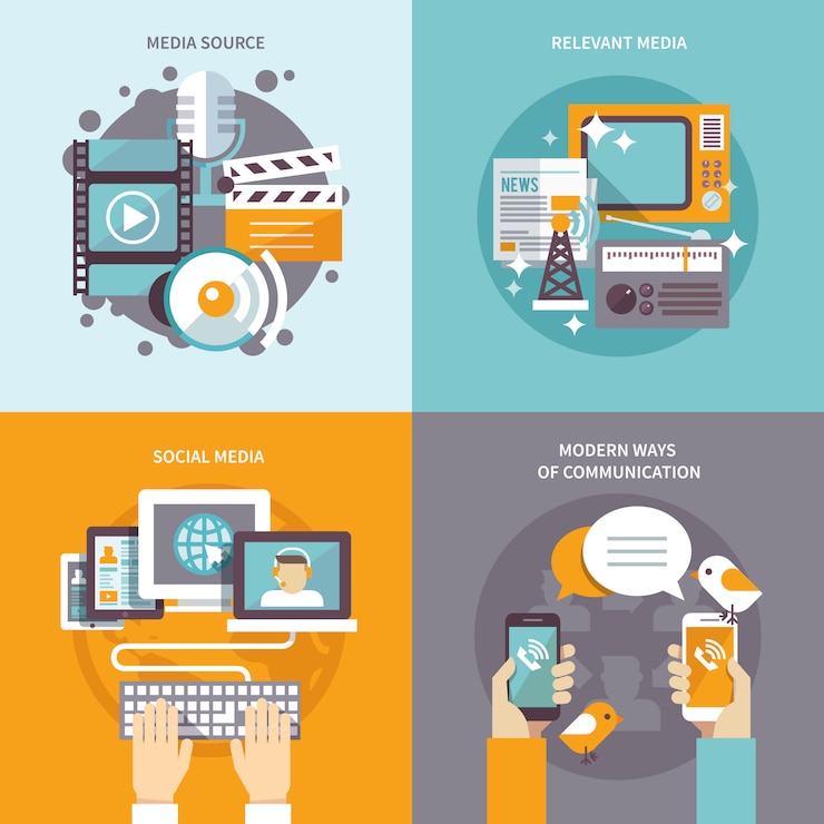 Gratis Vector media flat set