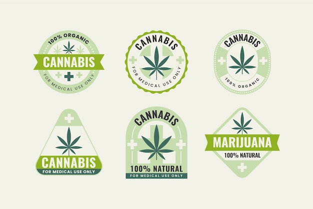 Gratis vector medicinale cannabis badges-collectie