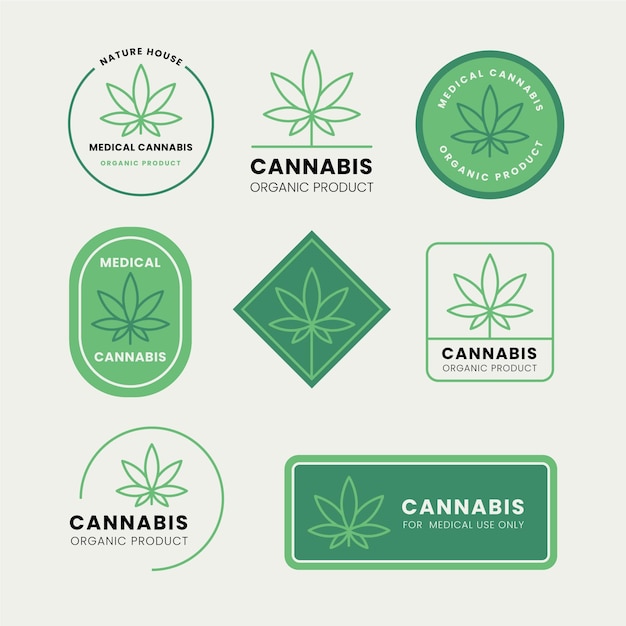 Gratis vector medicinale cannabis badges ingesteld