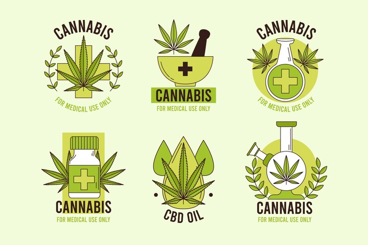 Gratis Vector medicinale cannabis badges