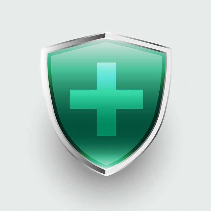 Gratis Vector medisch beschermings- en gezondheidszorgschild met kruisteken