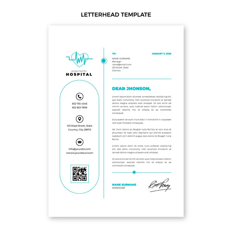 Gratis Vector medisch briefpapier met plat ontwerp