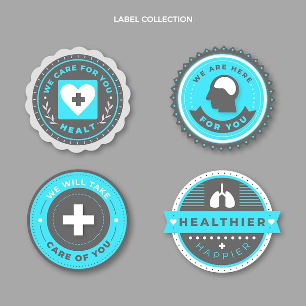 Medisch labelpakket met plat ontwerp