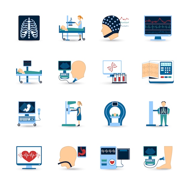 Medisch onderzoek icons set