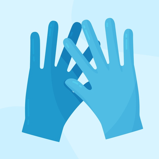 Gratis vector medische blauwe beschermende handschoenen