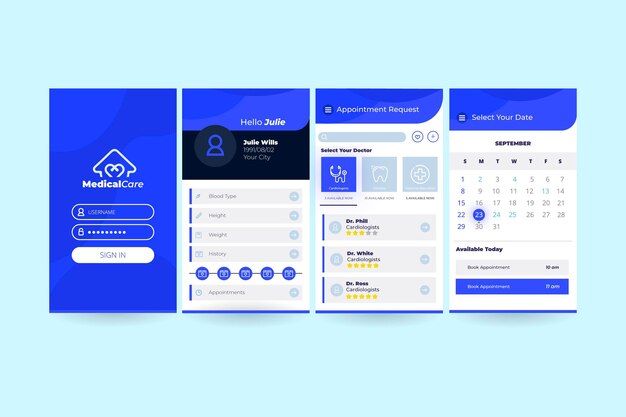 Medische boeking app concept