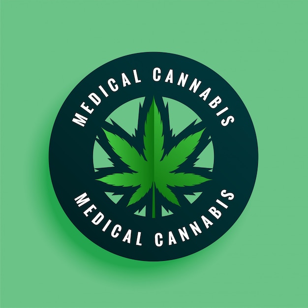 Gratis vector medische cannabis label of sticker ontwerp achtergrond