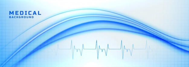 Gratis vector medische en gezondheidszorgbanner met hartslaglijnen