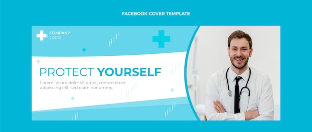 Medische facebook-omslag in vlakke stijl