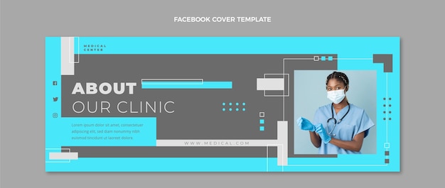 Gratis vector medische facebook-omslag in vlakke stijl